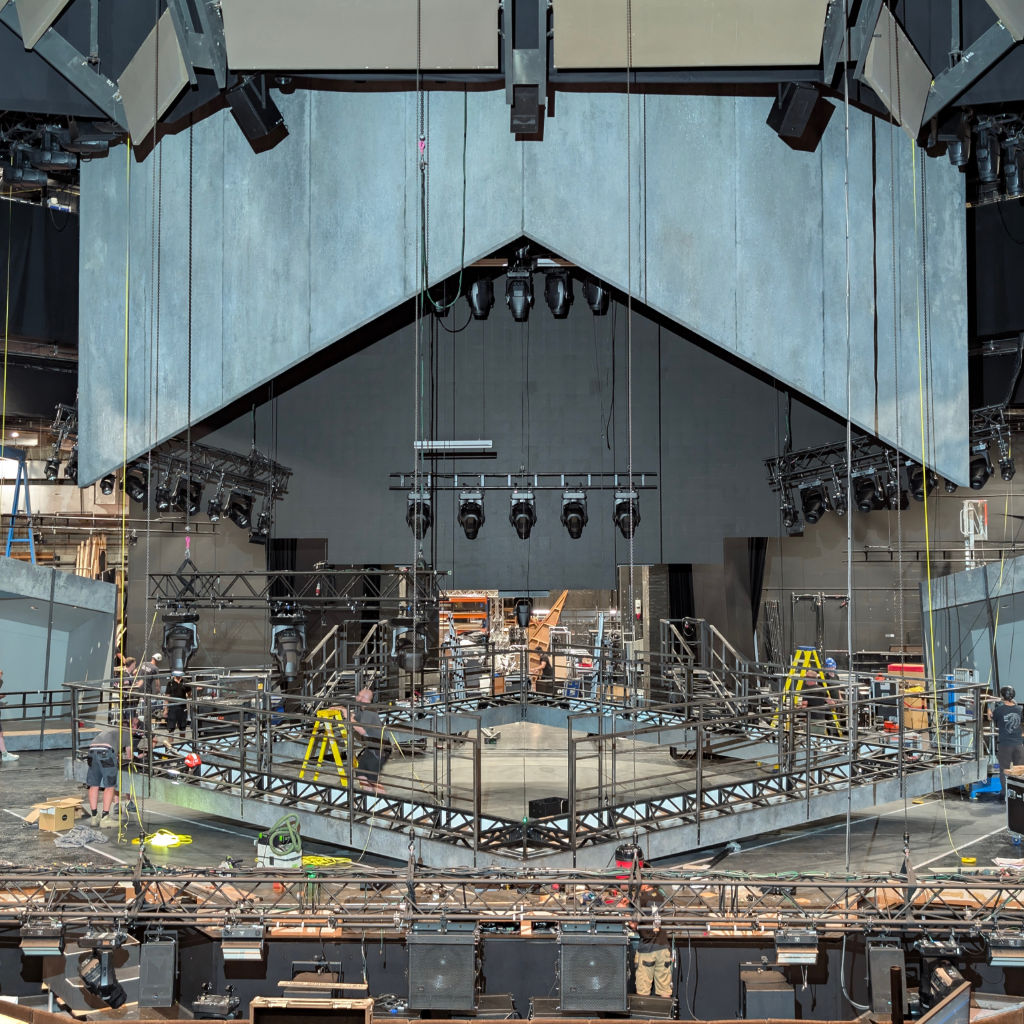 Load in by Unusual Rigging for Death Note at the Barbican